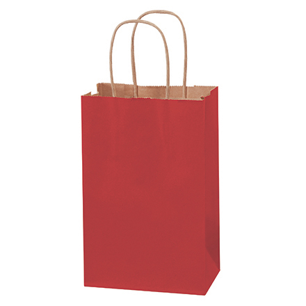 5 <span class='fraction'>1/2</span> x 3 <span class='fraction'>1/4</span> x 8 <span class='fraction'>3/8</span>" Red Tinted Shopping Bags